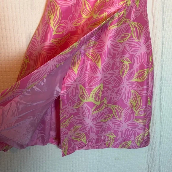 Vintage Lilly Pulitzer Halter Dress 100% Silk Pink Floral Size 8 TINY HOLES READ - Picture 5 of 12